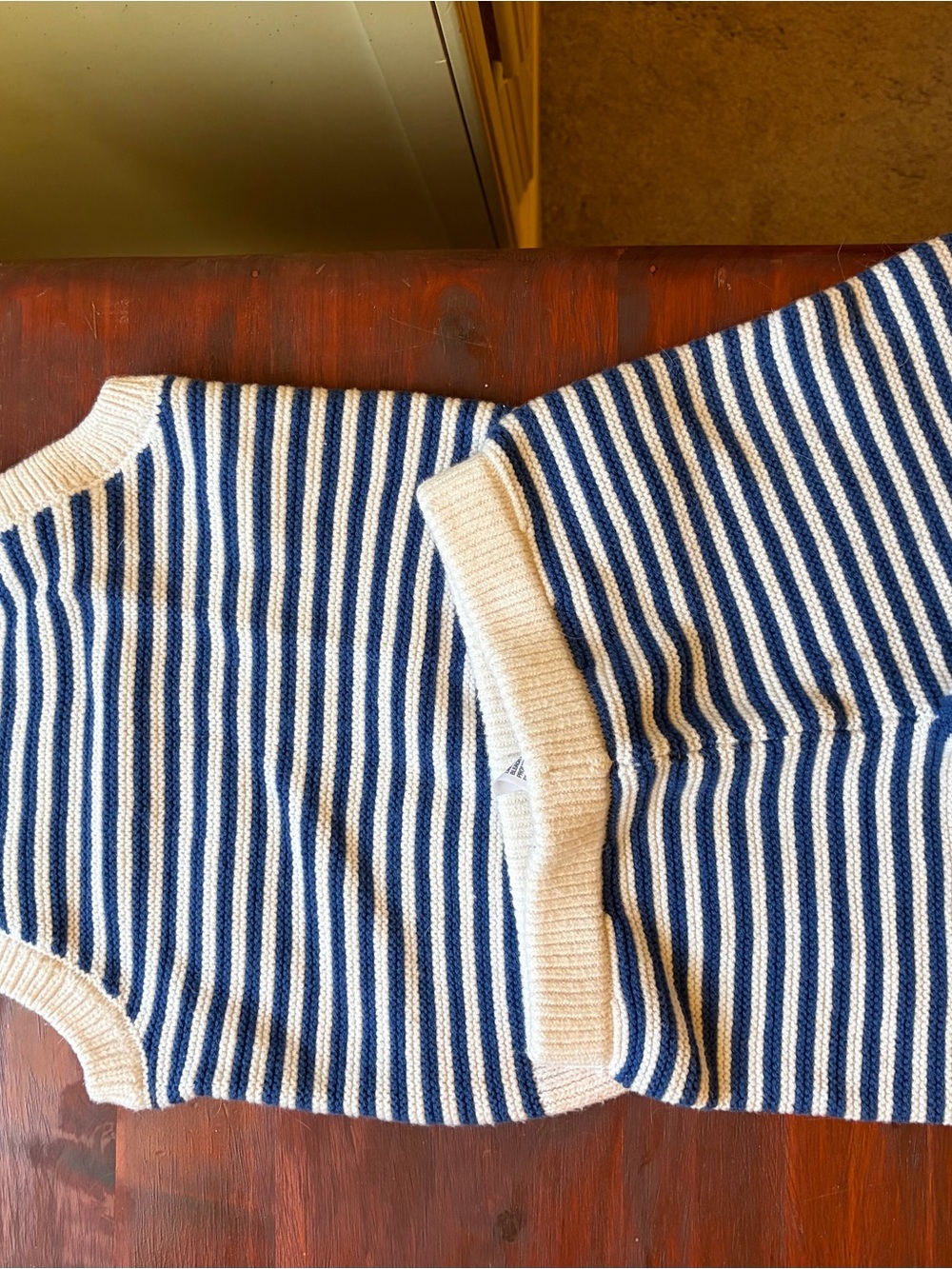 Cat & Jack Blue and Cream Striped Knit Jumpsuit